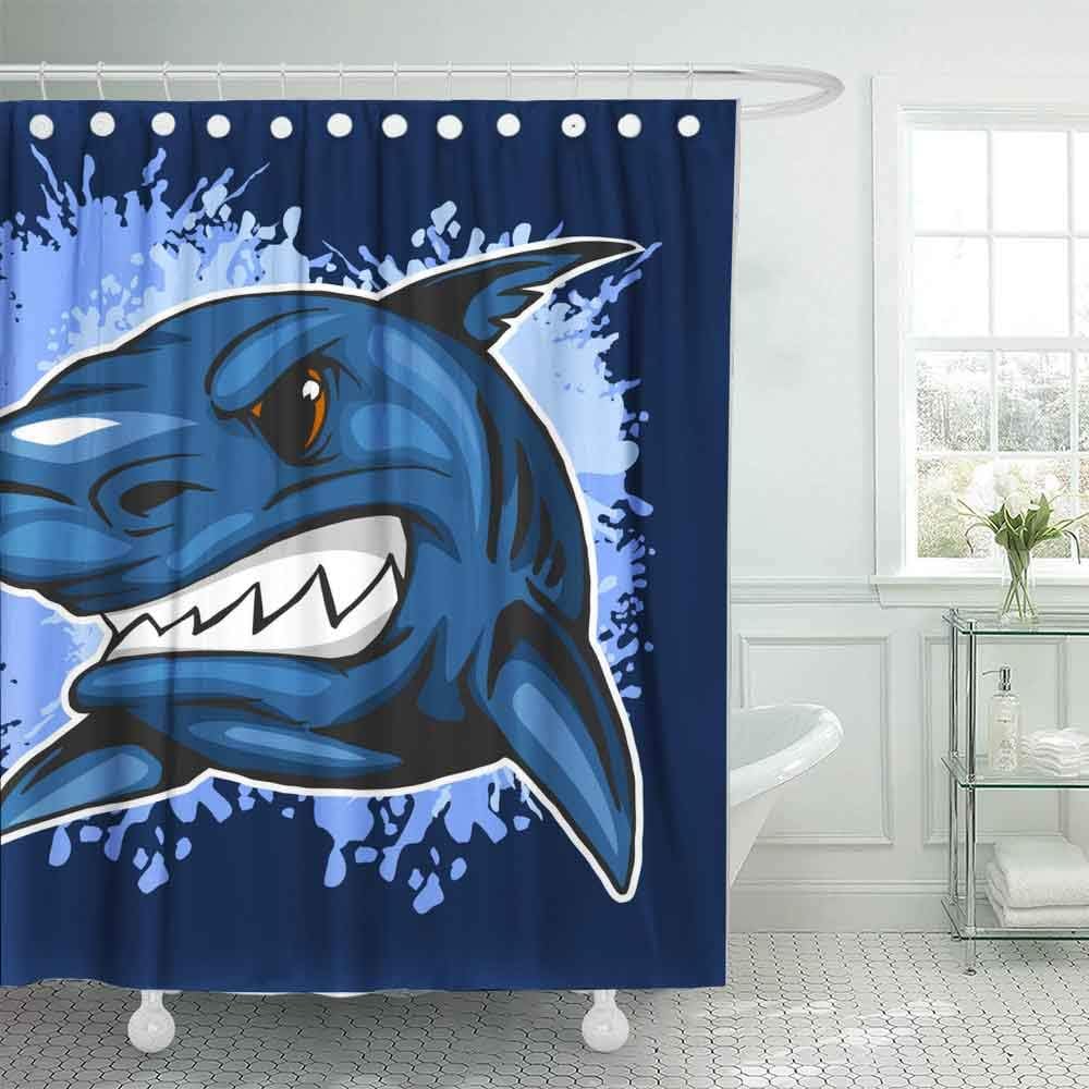 Dethel Shower Curtain Set, 72X72 Camper Shower Curtain Country Shower Curtain Angry Shark Head Grunge Background Shower Curtain for Women Outdoor Shower Curtain