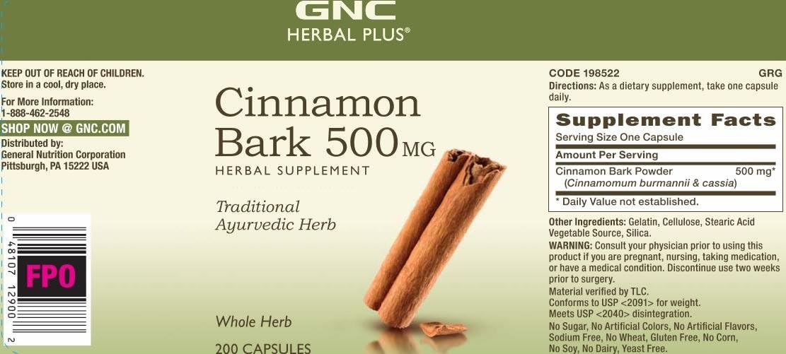 GNC Herbal Plus Cinnamon Bark 500mg, 200 Capsules, Traditional Ayurvedic Herb: Health & Personal Care