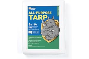 GUARD SHIELD Tarp White 9x9 Feet Multi Purpose Waterproof Poly Tarp Cover 5mil
