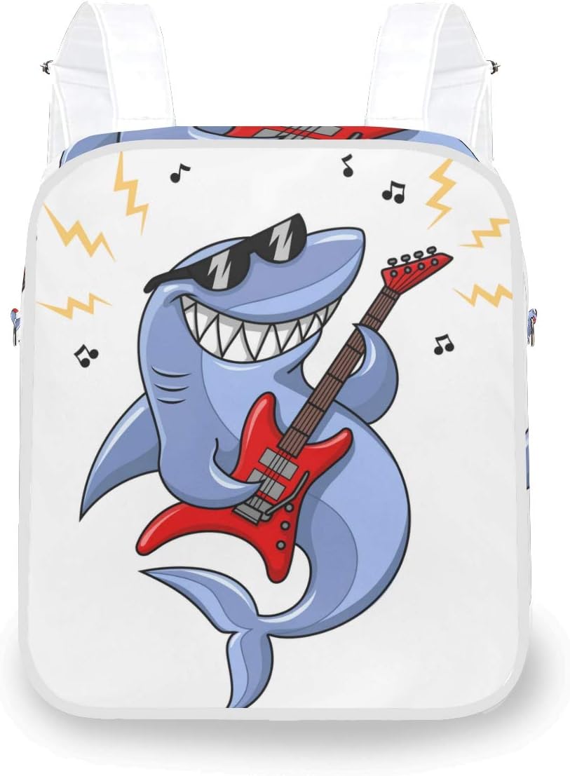 NIKIVIVI Cartoon Shark Sunglasses Electric Guitar Vector Convertible Rucksack