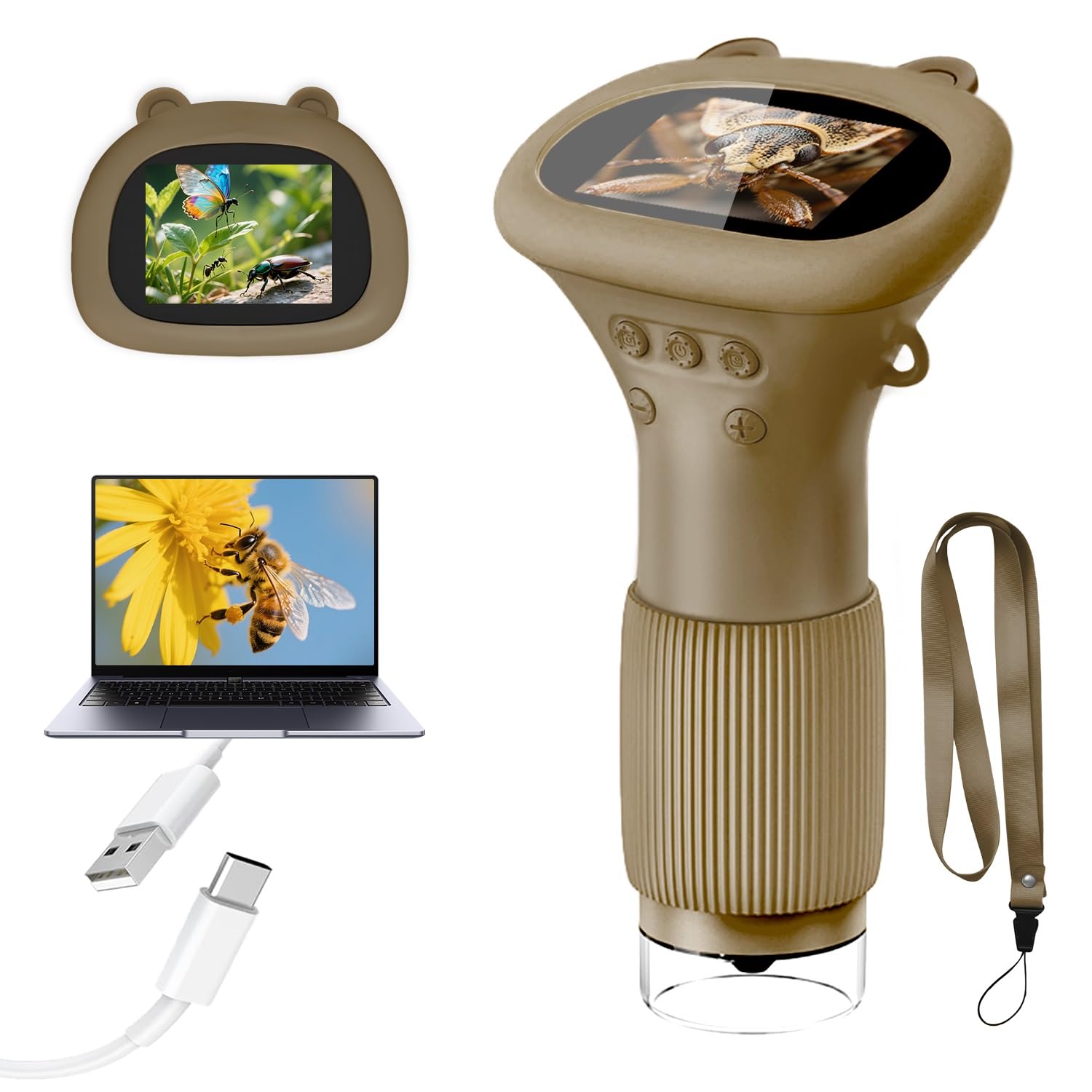 Photo 1 of Acoath Microscope for Kids, 1000X Handheld Digital Miniscope with 2.0" Screen, Portable Pocket Microscope Education Toys Gifts for Age 3 4 5 6 7 8 9 10 Girls Boys