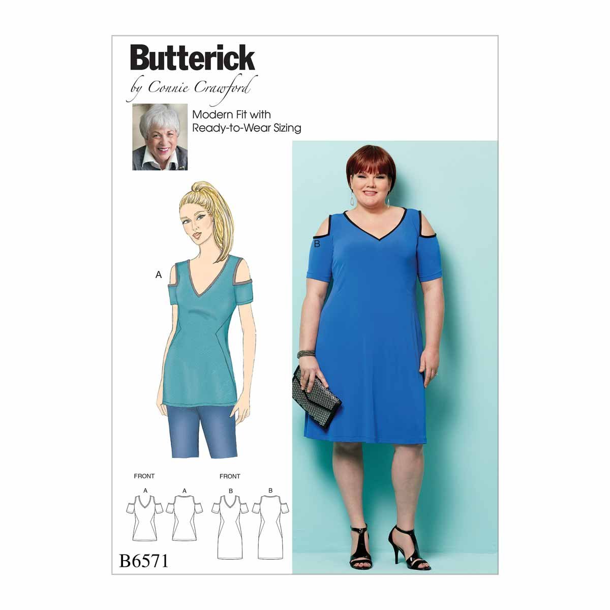 Butterick Patterns 6571 Woman Sizes 2X-Large-6X Misses'/Women's Top and Dress, Tissue, Multi-Colour, 17 x 0.5 x 22 cm