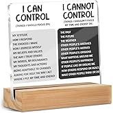 Things I Can't Control Office Decor Sign, Motivational Quotes Acrylic Sign With Wooden Stand, Thank You Gifts for Woman Coworker Nurse Friends Decorative Desk Accessories Table Shelf Signs Decor-1