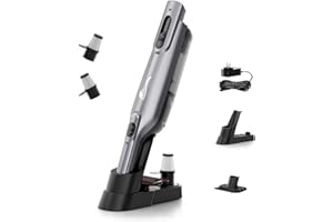 AYONTIN Cordless Handheld Vacuum, Lightweight Portable Hand Vacuum Cleaner with LED Light,Rechargeable Hand Held Vacuum with Charging Dock, Powerful Suction for Office, Home,Car,Silver