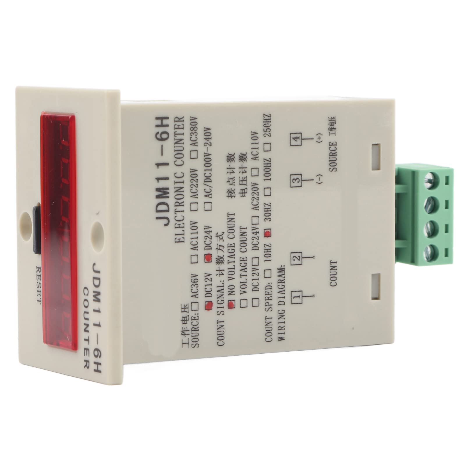 6 Digits Electronic Counter, 0-999999 Counting Range LED Digital Display Counter Relay No Voltage Counter (AC/DC12V) WIDE COUNTING RANGE EASY TO INSTALL SUITABLE