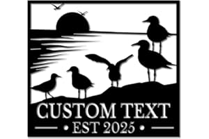 Personalized Seagull Metal Wall Art Sign - Custom Coastal Ocean Scene Metal Wall Decor for Beach House, Living Room Wall Art,