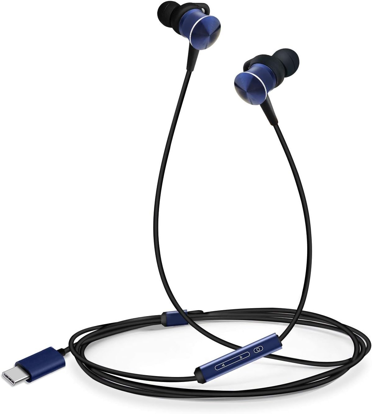 Type C Headphones Ecoker Hi-Fi Digital Stereo Earbuds in-Ear Noise Cancelling Earphones with Mic for Google Pixel 2/3/XL, Huawei Mate 10/20/P20/Pro, Moto Z/2/3, HTC U11/12, Essential PH-1 - Blue