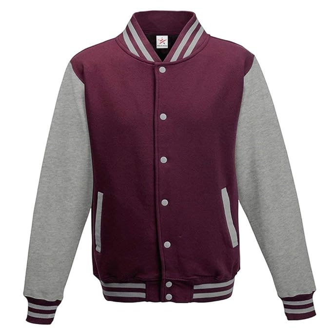 Varsity Jacket Burgundy with Heather Grey Sleeve College, University ...