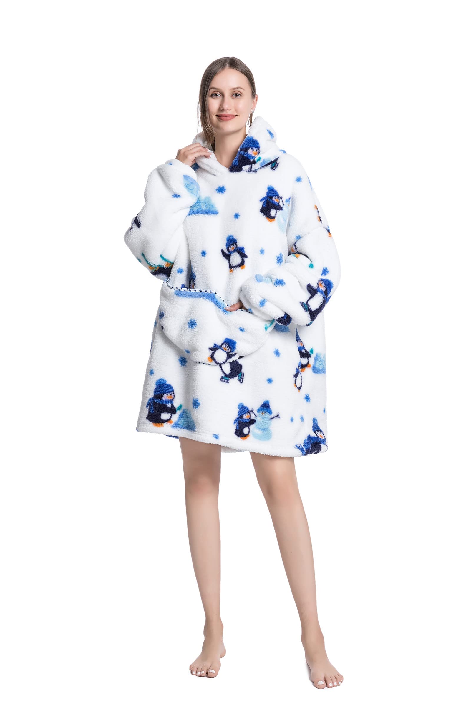 Oversized Blanket Hoodie,Wearable Blanket Adult for Women and Men, Shu Velveteen Giant Hooded Sweatshirt with Pocket