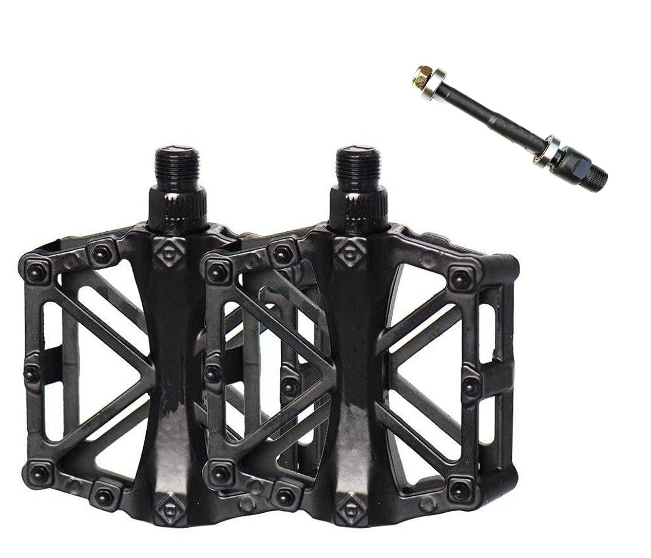 Photo 1 of Free-fly Bicycle Pedal - Aluminum Bearing Bike Pedals with 16 Anti-Skid Pins - Lightweight Platform Pedals - Universal 9/16" Bike Pedal for Mountain BMX MTB Road Bike (Black)