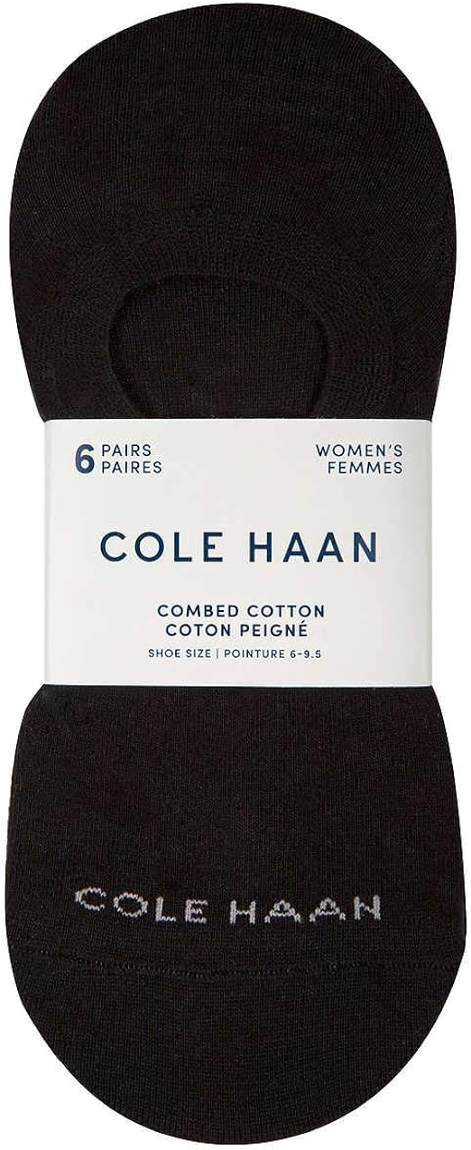 Cole Haan No Show Liner Sock 6 Pairs Size 6 to 9.5 (Black) Amazon