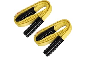 XSTRAP STANDARD 2PK 1''x 8FT Lift Sling Web Strap/Wear Guard End, Heavy Duty Flat Eye Lifting Sling with 2 Reinforced Loops f
