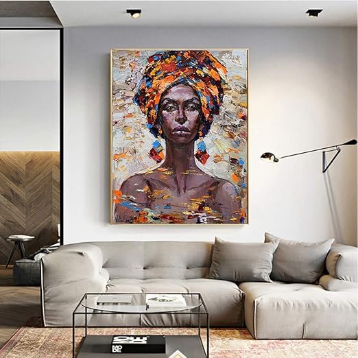 Xcsmwja Arte De Pared Retrato Pintura De Mujer Africana Lienzo