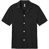 MoFiz Men's Pajama Sleepwear Lounge Loungewear Cotton Modal PJS Button Down Shirts with Pocket