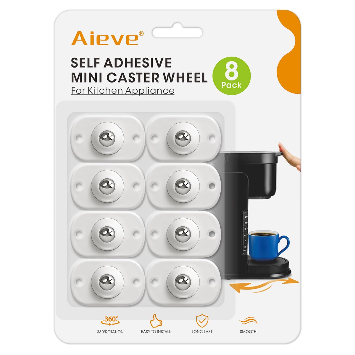 Photo 1 of Aieve Appliance Rollers, 8 Pack Small Appliance Slider, Self Adhesive Caster Wheels, Mini Swivel Wheels for Kitchen Countertop Easy Moving