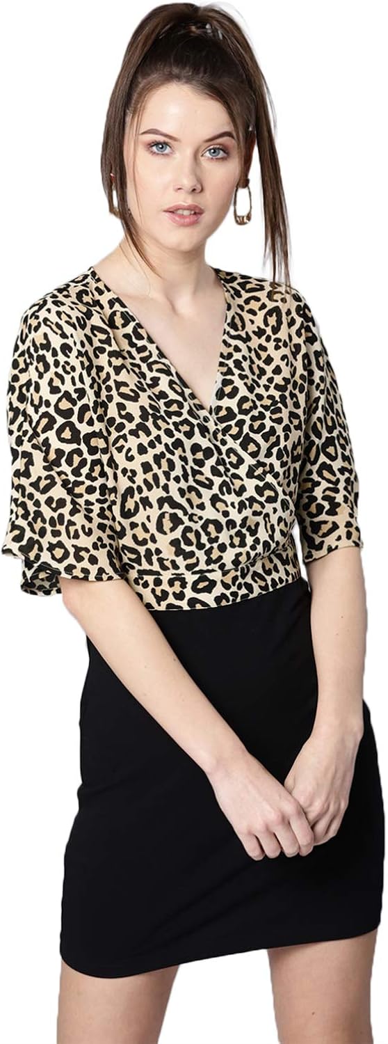 half leopard half black dress