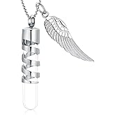 Oinsi Clear Glass Tube Cremation Urn Jewelry Ashes Holder Necklace Keepsake Memorial Pendant Including Box/Fill Kits