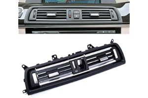 Goodithy Full Chrome Front Center Dash Air Vent Grille Outlet Panel, Middle AC Vent Cover Replacement, Compatible With BMW 5 Series F10 F11 520i 523i 525i 528i 535i (Central)