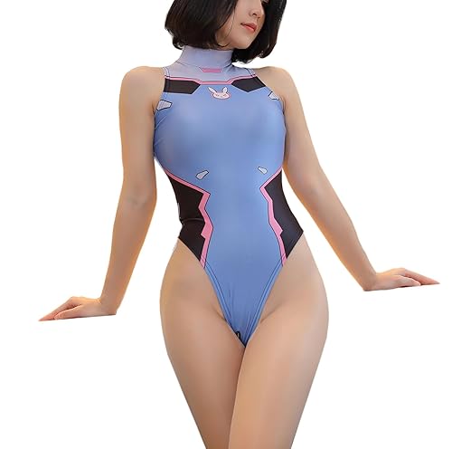 SINSINQUEEN Women's One-Piece Anime Lingerie Sexy Cosplay Costume Party  High Neck Bodysuit Top Teddy Lingerie Set (Blue) in Kenya | Whizz Costumes
