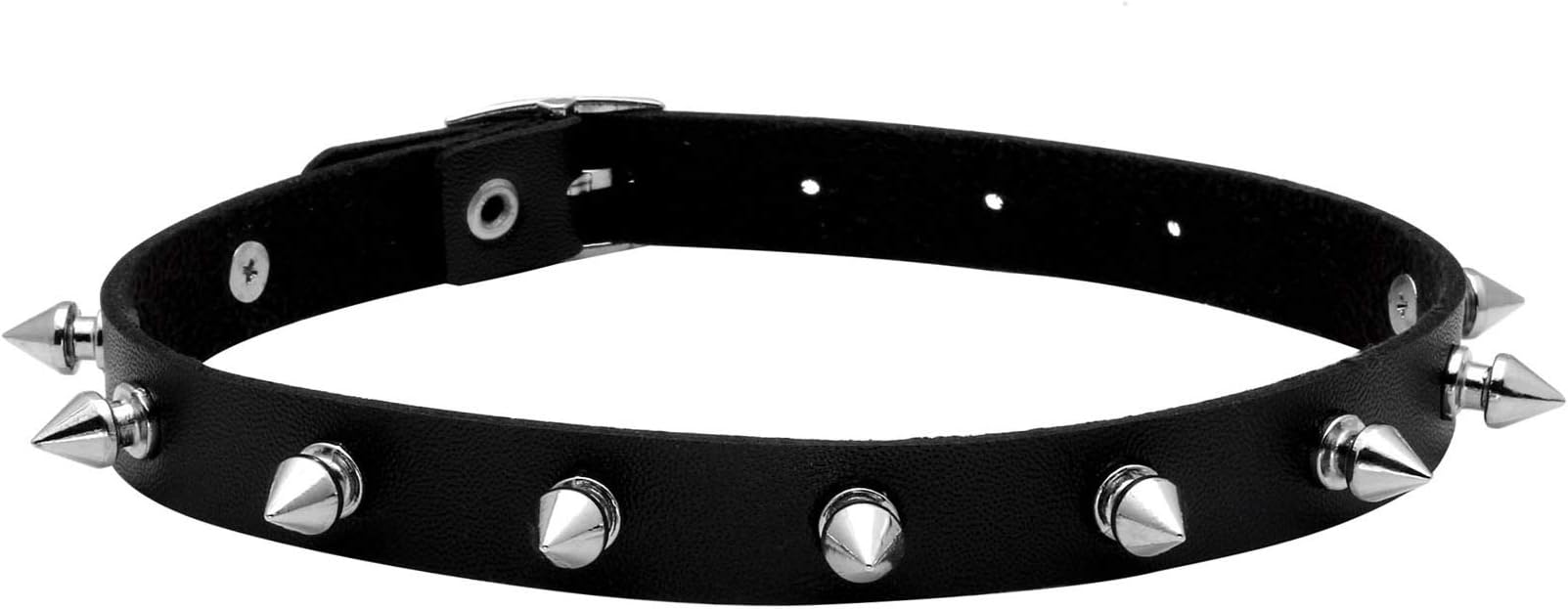 MILAKOO O Ring Punk Goth Metal Spike Studded Black Leather Collar Necklace Studded Chokers
