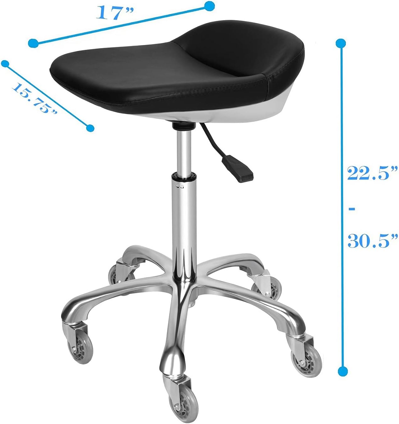 Mcdoofly Elegant Rolling Barber Stool Swivel Salon Stool Adjustable Home Office Stool Chair with Wheels,Black: Furniture & Decor