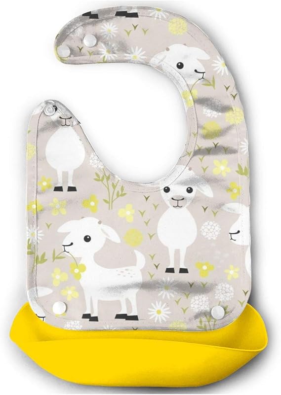 Amazon Co Jp 灰色の小さな赤ちゃんヤギ 食事用エプロン ベビー エプロン 赤ちゃん 立体ポケット 保育園 汚いにくい 洗いやすいと乾きやすい 防水 軽量 服 ファッション小物