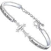 FEELMEM Verse Bible Philippians 4:13 Bracelet I Can Do All Things Through Christ Who Strengthens Me Cross Charm Bracelet