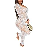 Sliot Elegant Lace Jumpsuit for Women - Sexy Club Outfit, Backless Mesh Party Romper Bodycon