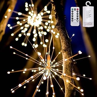 Feuerwerk Led Licht Zorara 2 Stuck 120 Led Starburst Lights Mit 8 Beleuchtungsmodi Feuerwerk Lichterketten Zum Garten Terrasse Hochzeit Party Weihnachten Warmweiss Amazon De Beleuchtung