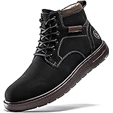 FLYLAND Men's Fashion Sneaker Chukka Boots Lace Up Leather Ankle Dress Boot Lightweight Non-Slip Walking Shoes