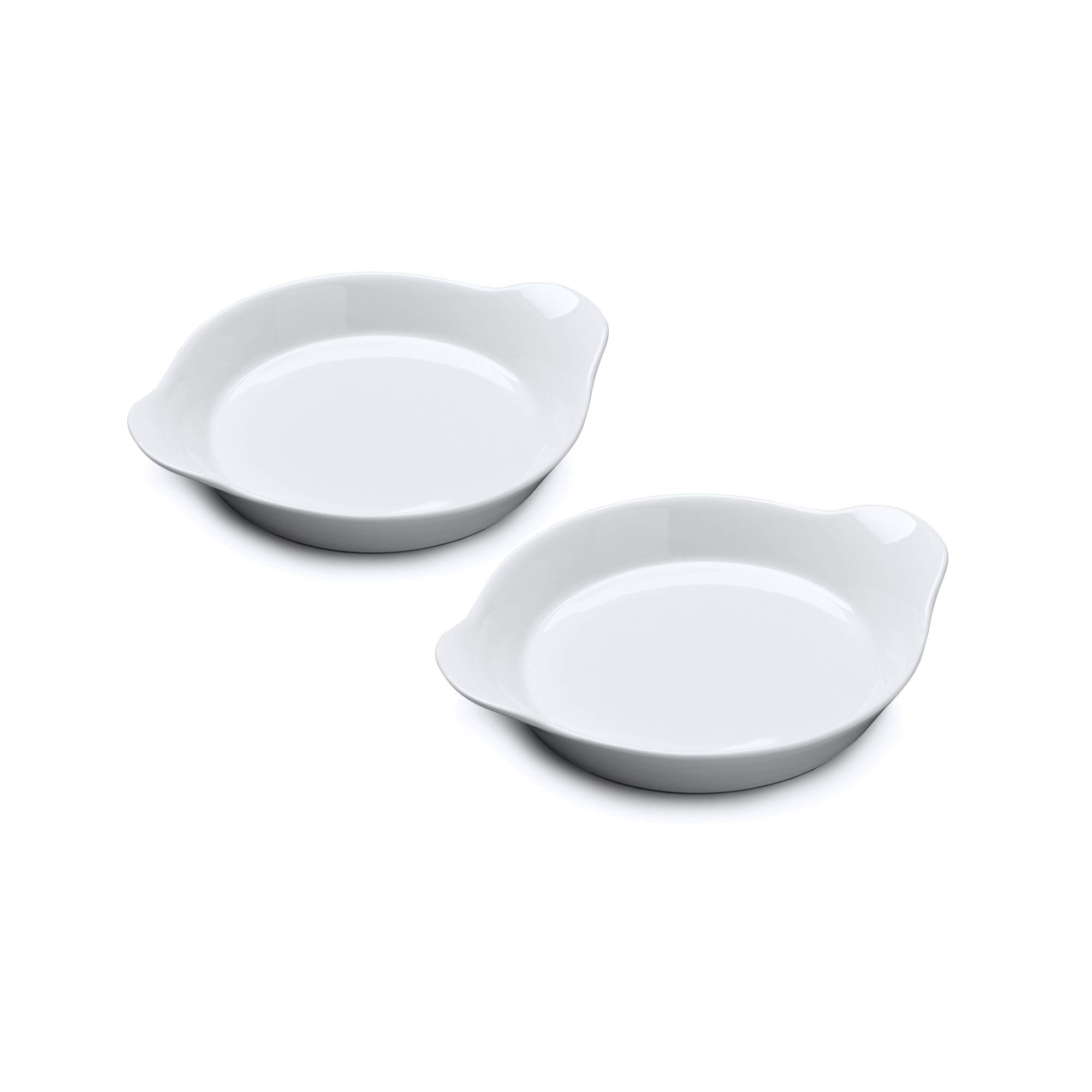 WM Bartleet & Sons 1750 TSET148 Set of 2 Traditional Porcelain Round Gratin, Cooking and Baking Dishes, 21cm – White