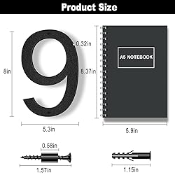 IVERRA 8 Inch Large Floating House Numbers, Black