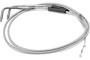 Mofun Extended Length 44" Throttle and Idle Cable Kit Compatible with Harley Sportster XL 883 1200 Softail Dyna, Stainless Steel, Chrome
