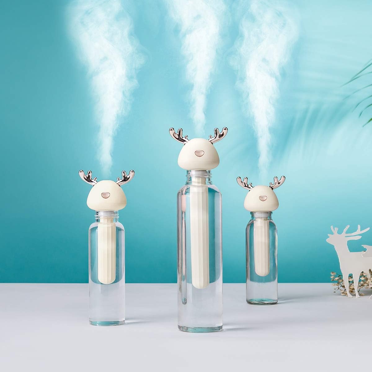 Patas Lague Mini USB Portable Humidifier, Small Size Cute Cool Mist Humidifier Without Water Container for Travel Home Baby Hotel Office (1 Pack，Ivory )