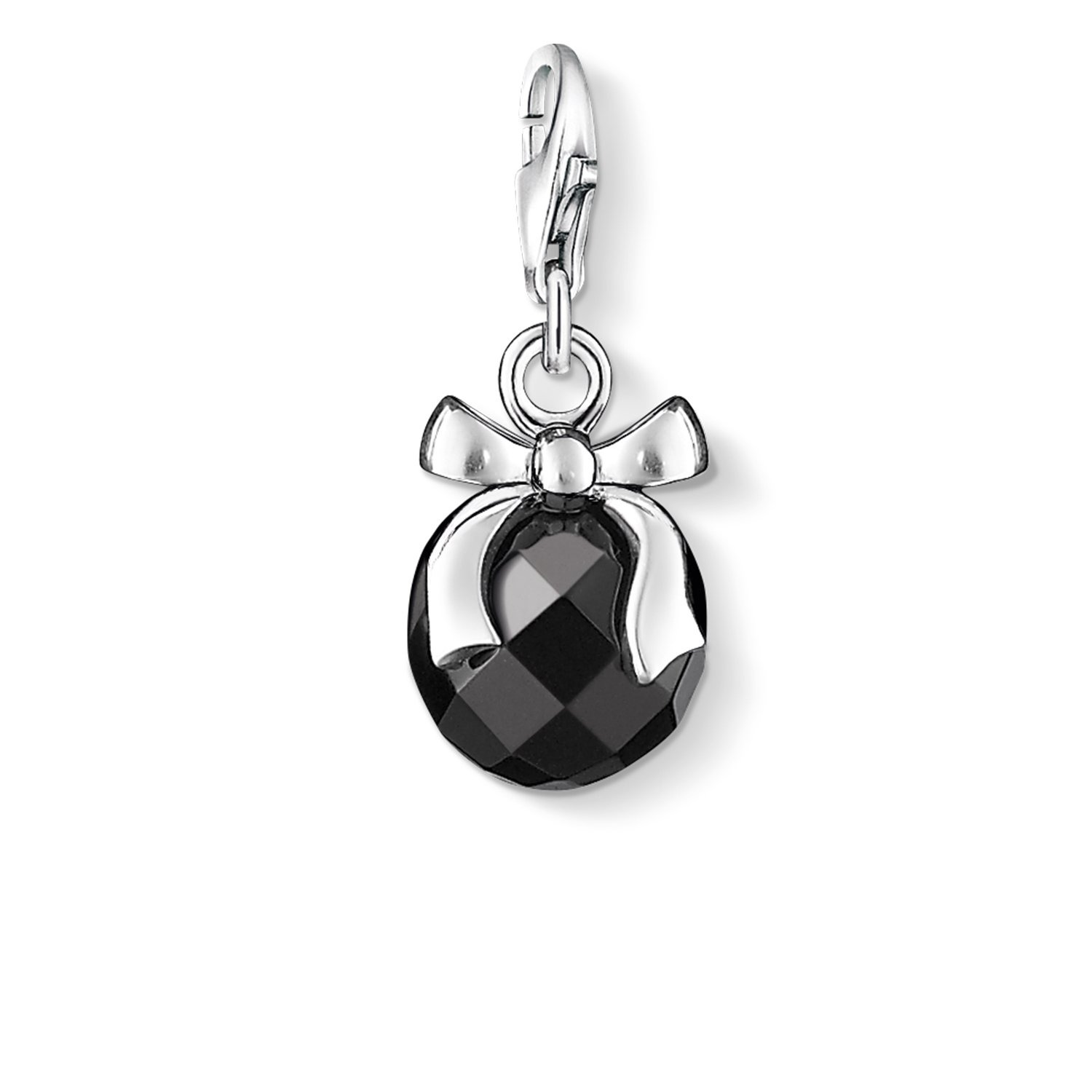 Thomas Sabo Women Charm Pendant Bow Black Stone Charm Club 925 Sterling Silver 0868-023-11