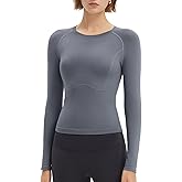 SUUKSESS Women Seamless Workout Long Sleeve Shirts Gym Athletic Running Yoga Tops