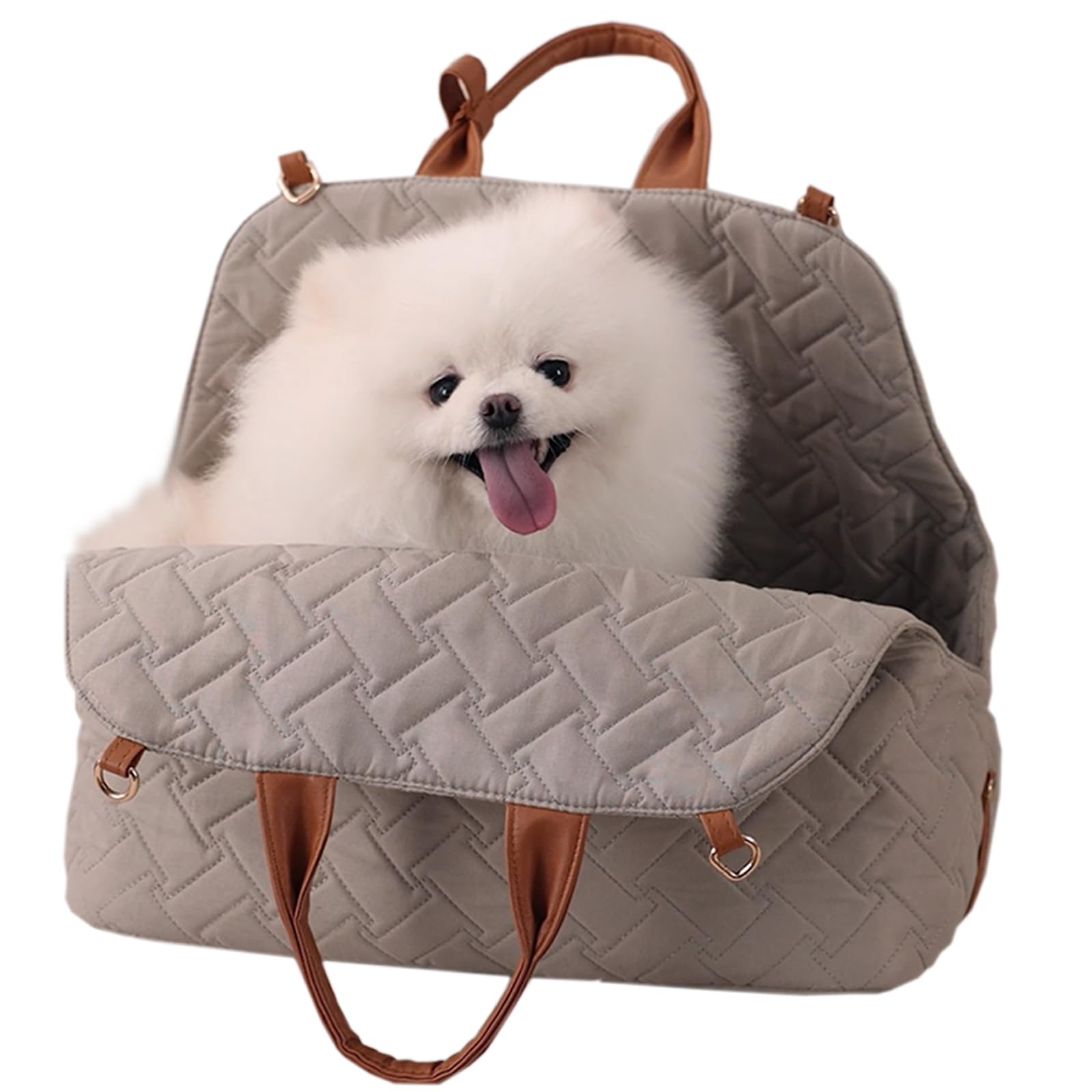 Photo 1 of Pethaven Small Dog Carriers Purse Bag,Dual Use,Car Safety Seat Light Cozy Pet Bed Kennel for Puppies Cats Lightweight Bags Fashion Woman Handbag Totes Go Vet Outdoor(Grey)