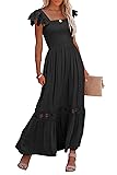 Ferlema Black Maxi Dress for Women Bohemian Lace