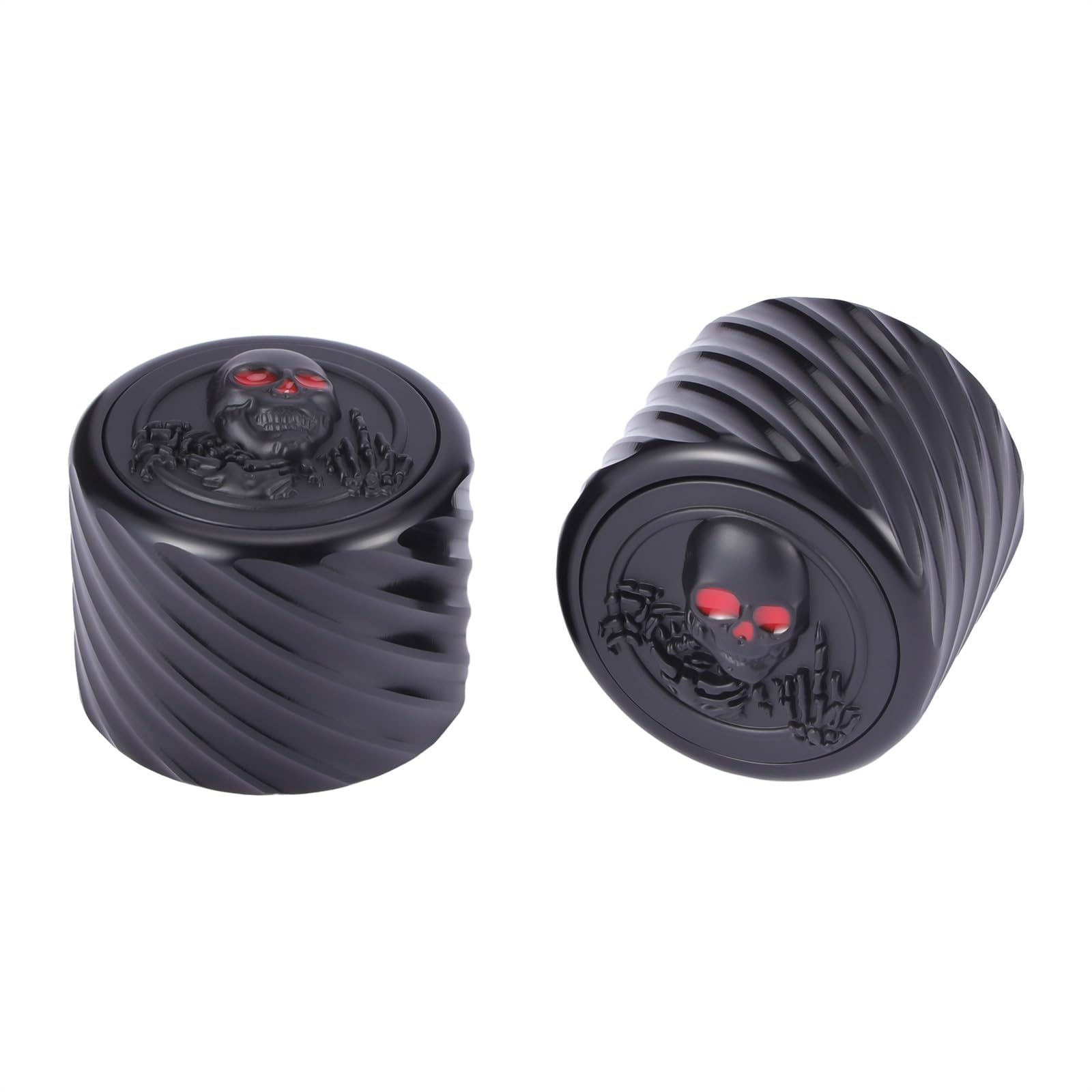 Photo 1 of 2 Pack Front Axle Nut Cover Axle Caps Set, Aluminum CNC Front Axle Nut Cover Cap Skull Style Compatible with Harley Sportster Softail Electra Road Street Glide 2002-2022 ?Black 3D)