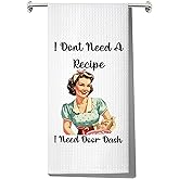 LEVLO Retro Housewives Kitchen Dish Towel Waffle Weave Checkered 80% Polyester, 20% Polyamide Kitchen Cloth I Don't Need A Recipe I Need Door Dash Dish Towel Housewarming Gift