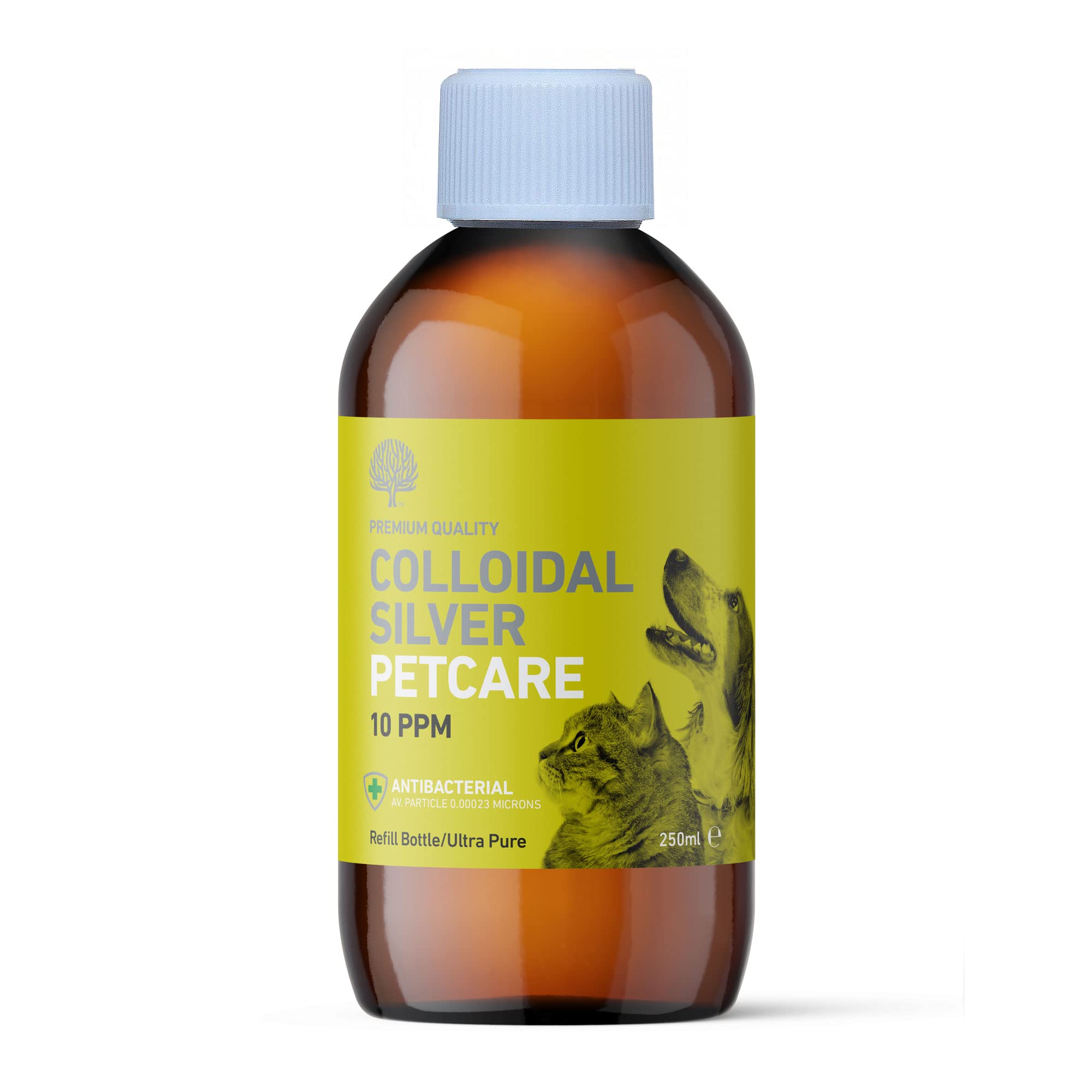 Nature's Greatest Secret Antibacterial Premium Quality Smallest Particle Size Crystal Clear Colloidal Silver Petcare 10ppm Bottle 250ml