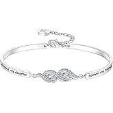 Aihitero Valentines Day ‘Badass Daughter’ Gift, ‘Always My Daughter Forever My Friend’ Bangle Bracelet, ‘Mother/Father Daughter Forever Love’ Women Jewelry, Birthday Xmas Wedding Present from Dad Mom