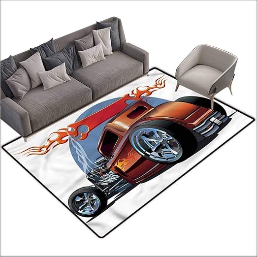 Amazon Com Home Bedroom Floor Mats Cars Cartooon Hot Rod Classic