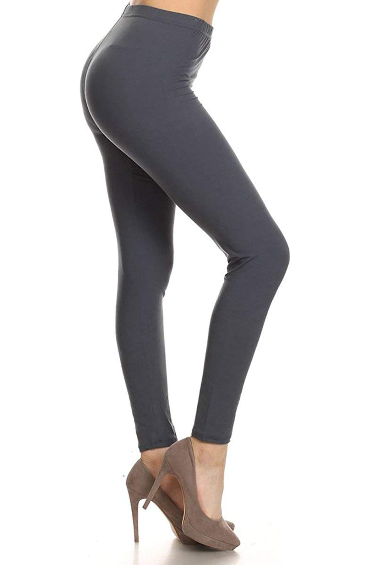 Leggings Depot Women's High Waist Leggings Soft 1” Waistband Solid Leggings  Pants Regular, Plus, 1X3X, 3X5X