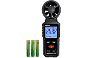 METELLME Portable Wind Speed Meter Outdoor,Airflow Gauge,Handheld Anemometer for Measuring Wind Speed,Temperature,Wind Level with Backlight and Max/Min/AVG/5 Units