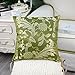CaliTime Pack of 2 Throw Pillow Covers Cases for Couch Sofa Home Decor, Vintage Floral Leaves, 18 X 18 Inches, Olive Green