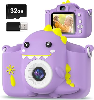 Hangrui Kids Camera 20MP Dual Lens 2.0 IPS 1080P 32GB Purple