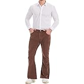 Wbestwind Men's Relaxed Vintage 60s 70s Corduroy Slim Bell Bottom Stretch Fit Classic Comfort Flared Flares Retro Leg Pants
