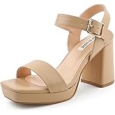 JOY IN LOVE Women's Chunky Platform High Heels Ankle Strap Block Heel Sandals