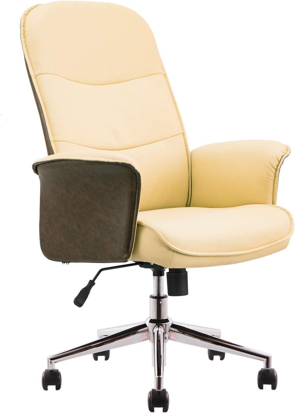 XIZZI Office Chair,Computer Chair, Adjustable Swivel Desk Chair,High Back Office Chair with Wheels and Arms(Brown+Beige)